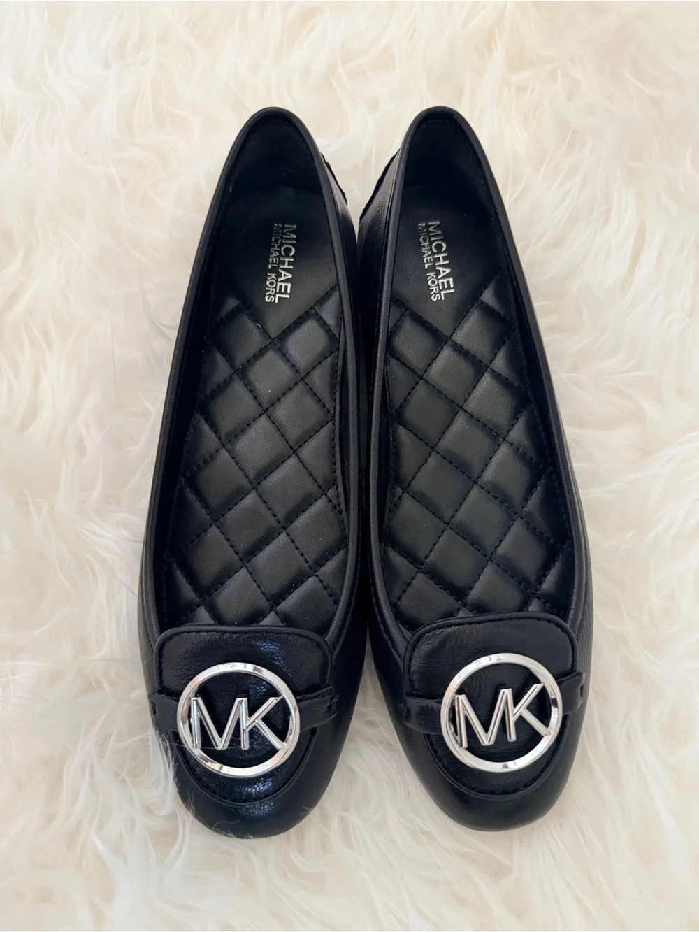 Michael Kors Lillie Moccasin Silver Logo Flats